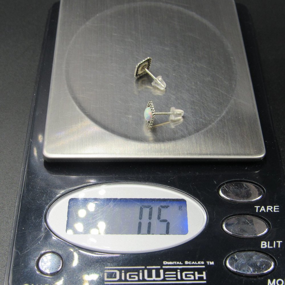 Sterling Silver Small Square Opal Stud Earrings V… - image 7